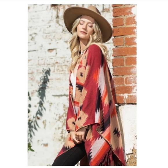 💥SOLD OUT 💥RUGGINE WESTERN PRINT RUANA PONCHO-NEW - Picture 6 of 6